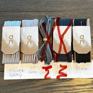 NEW ON CLOUD 58” SHOE LACES “PUT ME ON" - SELECT COLOR SILVER, LT GRAY, OR BLACK
